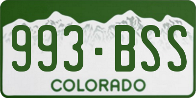 CO license plate 993BSS