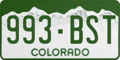 CO license plate 993BST