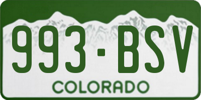 CO license plate 993BSV
