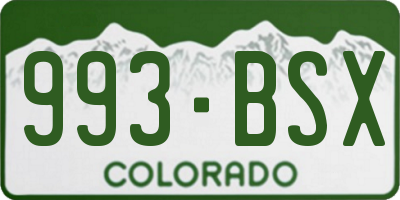 CO license plate 993BSX
