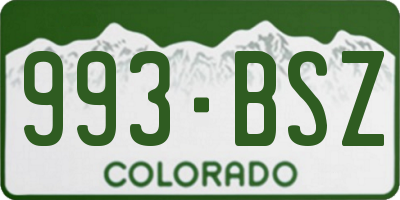 CO license plate 993BSZ
