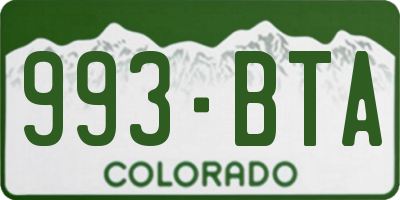CO license plate 993BTA