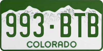 CO license plate 993BTB