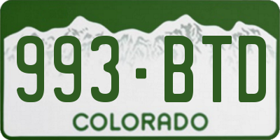 CO license plate 993BTD