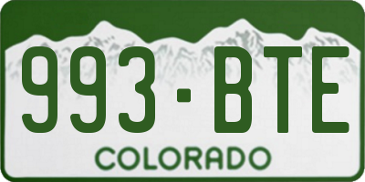 CO license plate 993BTE