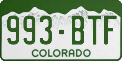 CO license plate 993BTF