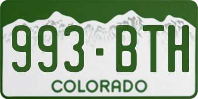 CO license plate 993BTH