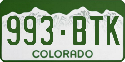 CO license plate 993BTK