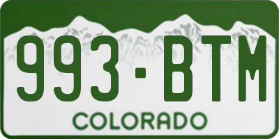 CO license plate 993BTM