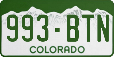 CO license plate 993BTN