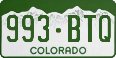 CO license plate 993BTQ