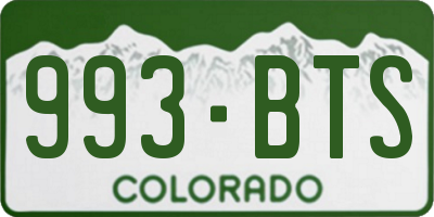 CO license plate 993BTS