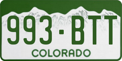 CO license plate 993BTT