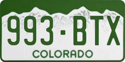 CO license plate 993BTX