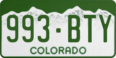 CO license plate 993BTY
