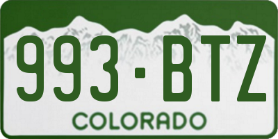 CO license plate 993BTZ
