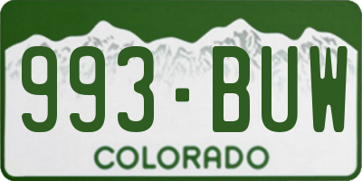 CO license plate 993BUW
