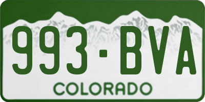 CO license plate 993BVA