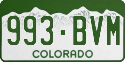 CO license plate 993BVM