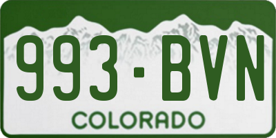 CO license plate 993BVN