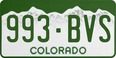 CO license plate 993BVS
