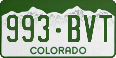 CO license plate 993BVT