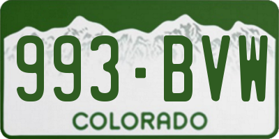 CO license plate 993BVW