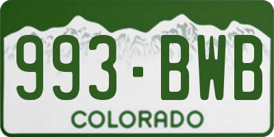 CO license plate 993BWB