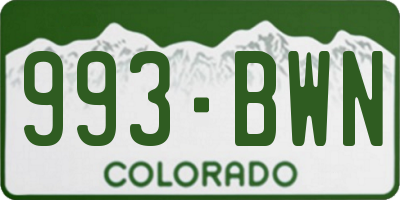 CO license plate 993BWN