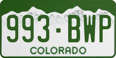 CO license plate 993BWP