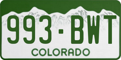 CO license plate 993BWT