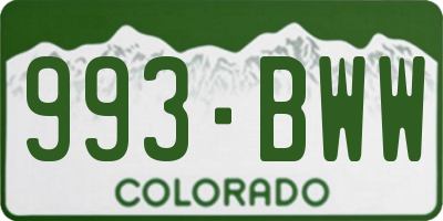 CO license plate 993BWW
