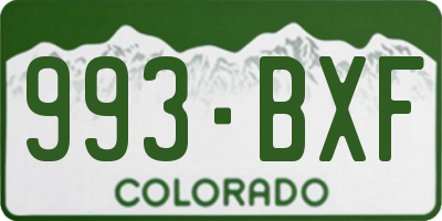 CO license plate 993BXF