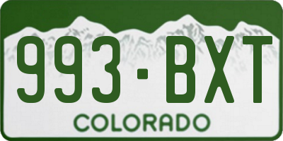 CO license plate 993BXT