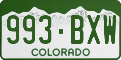 CO license plate 993BXW
