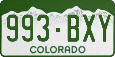 CO license plate 993BXY