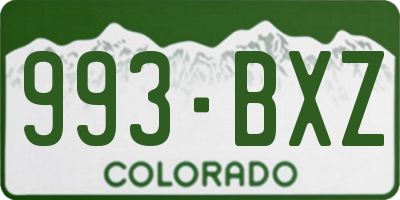 CO license plate 993BXZ