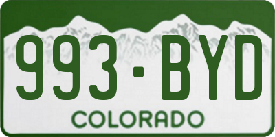 CO license plate 993BYD