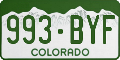 CO license plate 993BYF