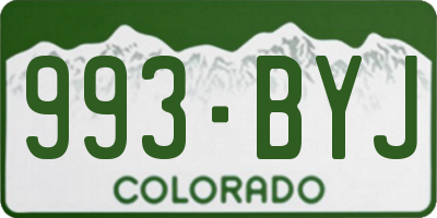CO license plate 993BYJ