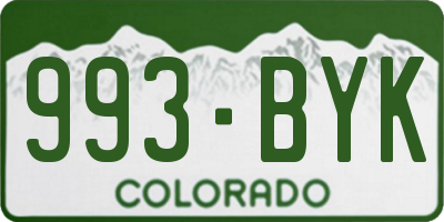 CO license plate 993BYK
