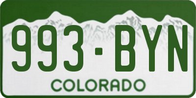 CO license plate 993BYN