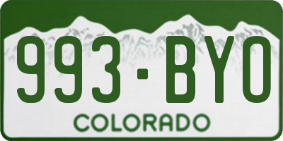 CO license plate 993BYO