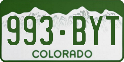 CO license plate 993BYT