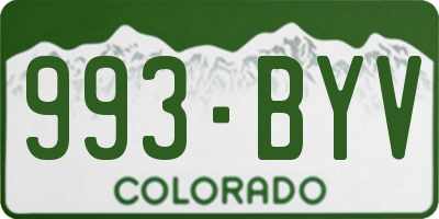 CO license plate 993BYV