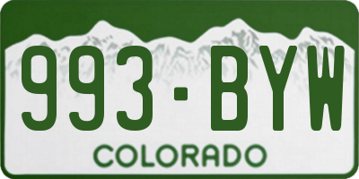 CO license plate 993BYW