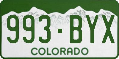 CO license plate 993BYX