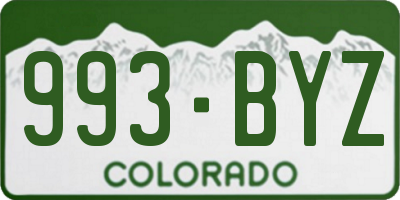 CO license plate 993BYZ