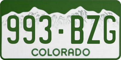 CO license plate 993BZG