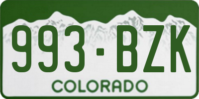 CO license plate 993BZK